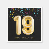 Serviette En Papier Gold Balloon Confetti 19e fête d'anniversaire (Devant)
