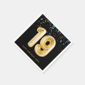 Serviette En Papier Gold Balloon Confetti 19e fête d'anniversaire (Coin)