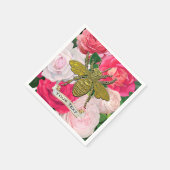 Serviette En Papier Gold Bee et Roses personnalisent (Coin)