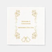 Serviette En Papier Gold Bells Scrollwork Mariage Réception (Devant)