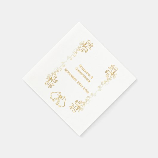 Serviette En Papier Gold Bells Scrollwork Mariage Réception (Coin)
