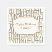 Serviette En Papier Gold Big 40 Fête d'anniversaire personnalisée (Devant)