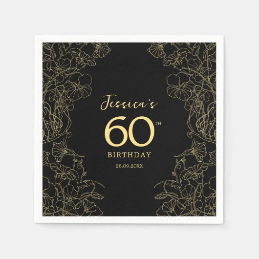Serviette En Papier Gold Black 60e anniversaire (Devant)