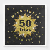Serviette En Papier Gold Black Anniversaire (Devant)