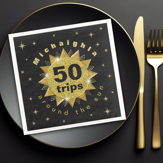 Serviette En Papier Gold Black Anniversaire