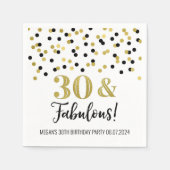 Serviette En Papier Gold Black Confetti 30 & Fabuleux serviettes d'ann (Devant)