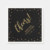 Serviette En Papier Gold & Black Elegant Classic Soirée d'anniversaire (Devant)