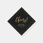 Serviette En Papier Gold & Black Elegant Classic Soirée d'anniversaire (Coin)
