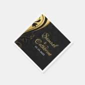 Serviette En Papier Gold Black Elegant Mariage Anniversaire Personnali (Coin)