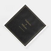 Serviette En Papier Gold Black Elegant Nom simple Mariage minimal (Coin)