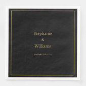 Serviette En Papier Gold Black Elegant Nom simple Mariage minimal (Devant)