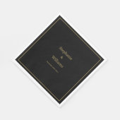Serviette En Papier Gold Black Elegant Nom simple Mariage minimal (Coin)