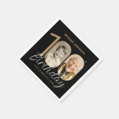 Serviette En Papier Gold Black Elegant Photo 100th Birthday Party (Coin)