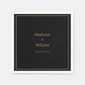 Serviette En Papier Gold Black Elegant Simple Nom Mariage Minimal (Devant)