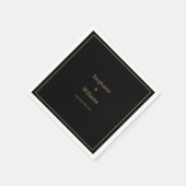 Serviette En Papier Gold Black Elegant Simple Nom Mariage Minimal (Coin)