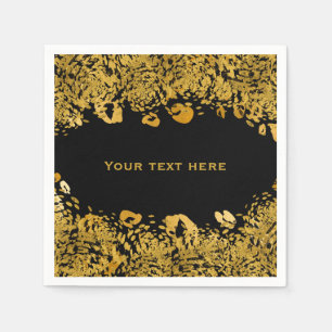 Serviette En Papier Gold & Black Exotic Jungle Cheetah Elegant