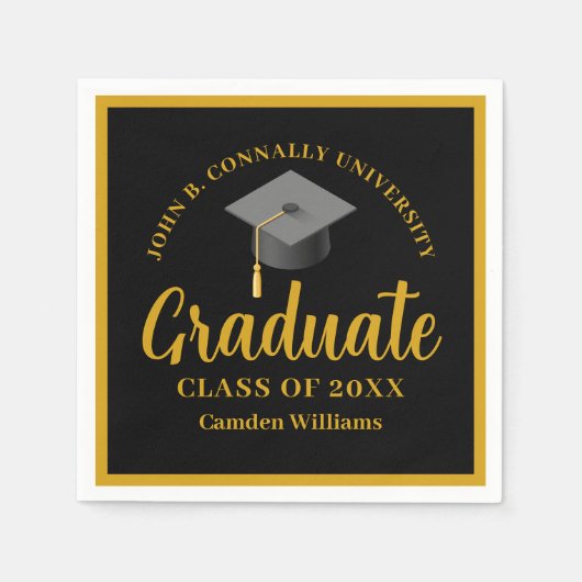 Serviette En Papier Gold Black Graduation Personnalisé Formal Party (Devant)