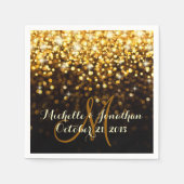 Serviette En Papier Gold Black Hollywood Glitz Mariage Glam Napkin (Devant)