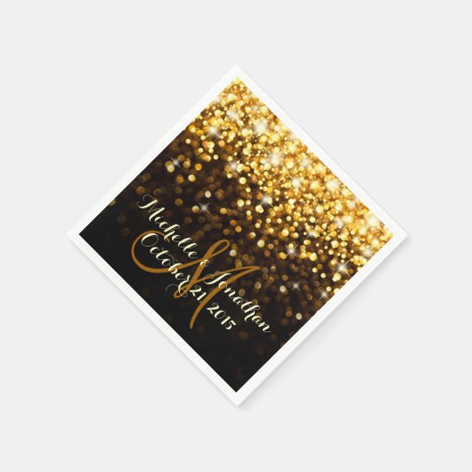 Serviette En Papier Gold Black Hollywood Glitz Mariage Glam Napkin (Coin)