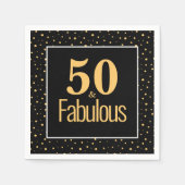 Serviette En Papier Gold Black Modern 50 & Fabuleuse fête d'anniversai (Devant)
