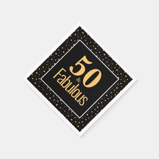 Serviette En Papier Gold Black Modern 50 & Fabuleuse fête d'anniversai (Coin)