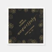 Serviette En Papier Gold & Black Modern 50e Mariage Anniversaire Party (Devant)