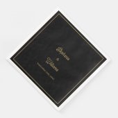 Serviette En Papier Gold Black Nom élégant Simple Minimal Mariage (Coin)