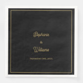 Serviette En Papier Gold Black Nom élégant Simple Minimal Mariage (Devant)