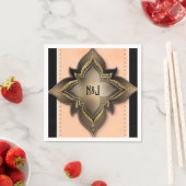 Serviette En Papier Gold Black & Peach Exotic Chic Flower Party (En situation)