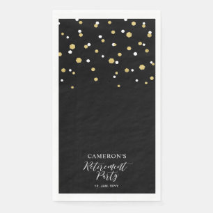 Serviette En Papier Gold & Black Style Confetti Retraite Party