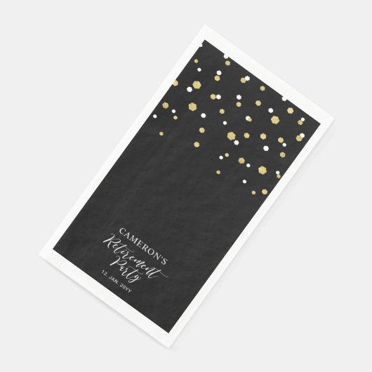 Serviette En Papier Gold & Black Style Confetti Retraite Party (Coin)