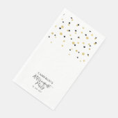 Serviette En Papier Gold & Black Stylish Script Confetti Soirée (Coin)
