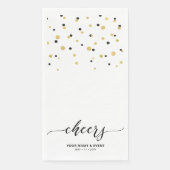 Serviette En Papier Gold & Black Stylish Script Confetti Soirée (Devant)