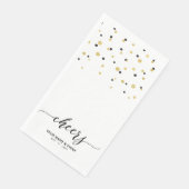 Serviette En Papier Gold & Black Stylish Script Confetti Soirée (Coin)