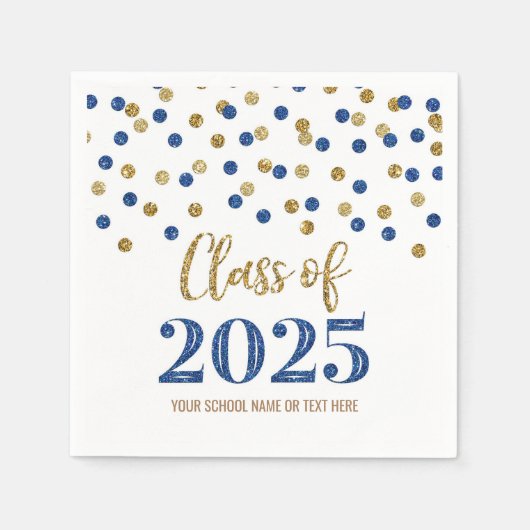 Serviette En Papier Gold Blue Confetti Classe de serviettes 2025 (Devant)