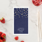 Serviette En Papier Gold & Blue Design Confetti Retraite Party (En situation)