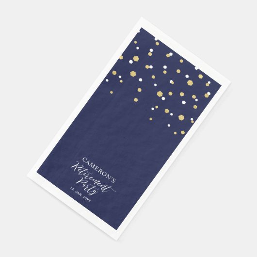 Serviette En Papier Gold & Blue Design Confetti Retraite Party (Coin)