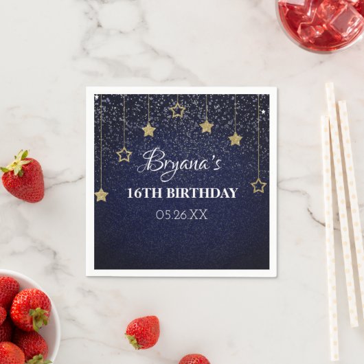 Serviette En Papier Gold Blue Prom Under Stars Starry Night Anniversai (En situation)