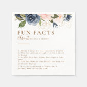Serviette En Papier Gold Blue Rose Flowers Trivia Fun Facts Mariage (Devant)