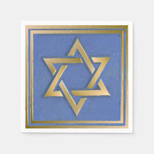 Serviette En Papier Gold Blue Star de David Art Panel