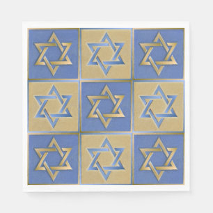 Serviette En Papier Gold Blue Star de David Art Panels