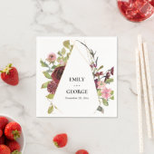SERVIETTE EN PAPIER GOLD BLUSH BURGUNDY ROSE COULEUR D'EAU MARIAGE FLO (En situation)