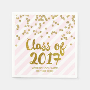 Serviette En Papier Gold Blush Pink Confetti Classe de 2017 Graduation