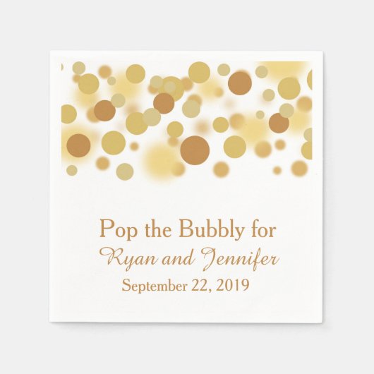 Serviette En Papier Gold Bokeh Mariage personnalisé serviettes (Devant)