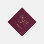 Serviette En Papier Gold & Burgundy Modern Cheers 70e fête d'anniversa (Coin)