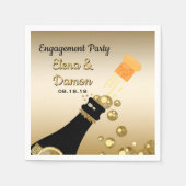 Serviette En Papier Gold Champagne Bubbles Engagement Party Paper (Devant)