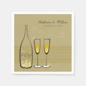 Serviette En Papier Gold Champagne Bubbles Moderne Chic Mariage élégan (Devant)