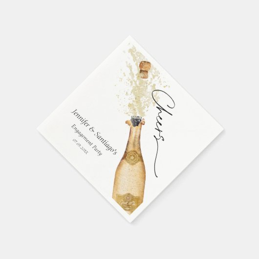 Serviette En Papier Gold Champagne Engagement Party Papier Napkin (Coin)