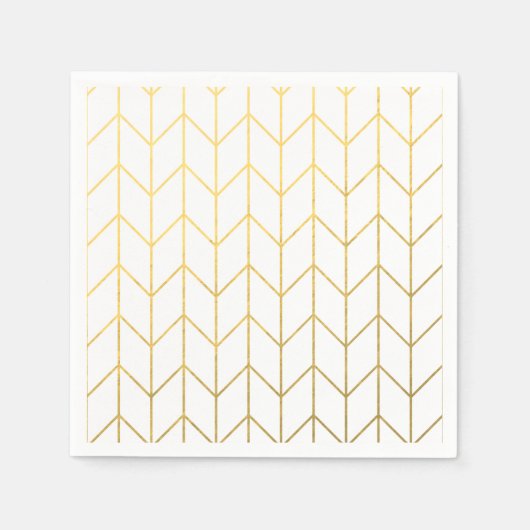 Serviette En Papier Gold Chevron White Arrière - plan Modern Chic (Devant)