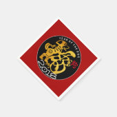 Serviette En Papier Gold Chien Papercut Chinois Nouvel An 2018 P Napki (Coin)
